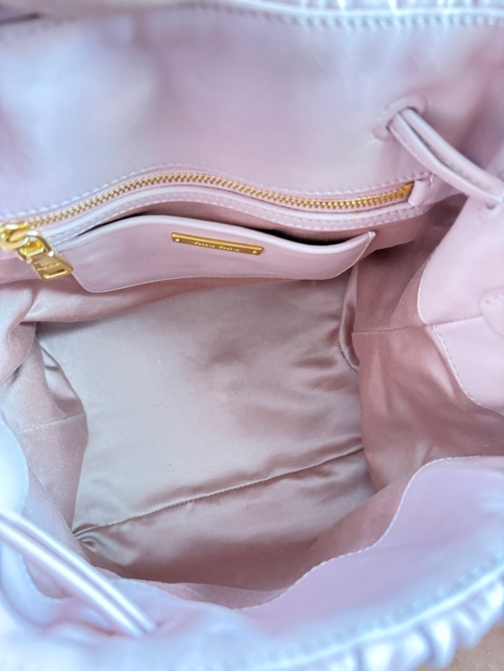 Miu Miu Blush Pink Matelassé Drawstring Shoulder Bag - Picture 7 of 8